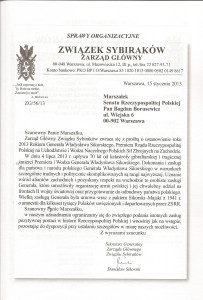 List ZG do Marszałka Senatu RP