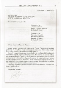 List z Urzędu ds Kombatantów i Osób Repr_do Prezesa ZG